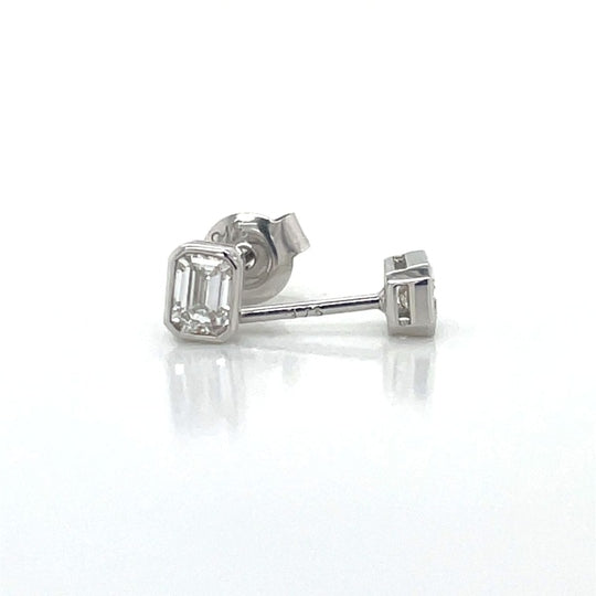 9k White Gold 2=0.50ct D/F VVS/VS Emerald Cut Lab Grown Stud Earrings