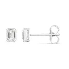 9k White Gold 2=0.50ct D/F VVS/VS Emerald Cut Lab Grown Stud Earrings