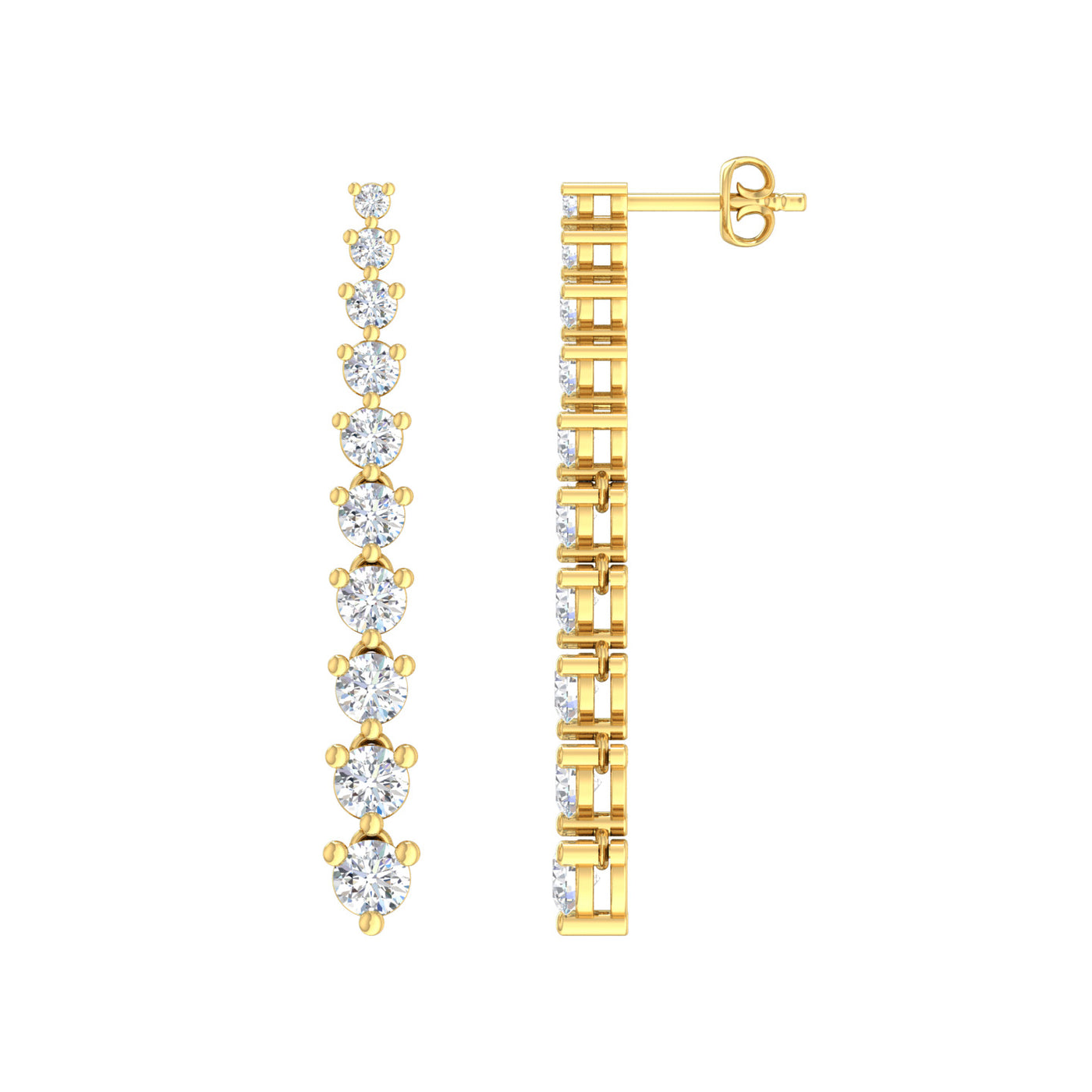 9k Yellow Gold LG Graduated Diamond Drop Earrings