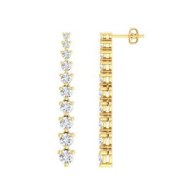 9k Yellow Gold LG Graduated Diamond Drop Earrings