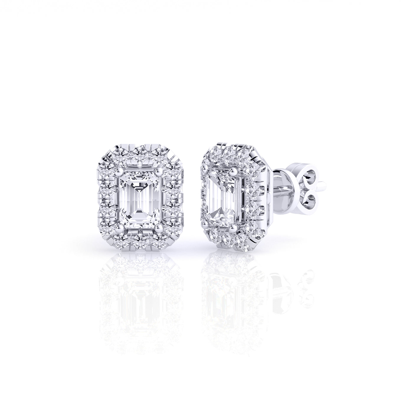 9k White Gold 0.95ct Lab Grown Cluster Stud Earrings