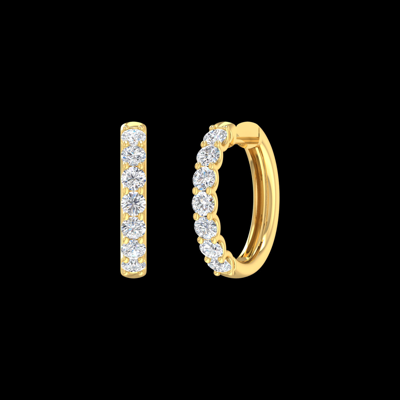 9k Yellow Gold Lab Grown Diamond Hoop Earrings