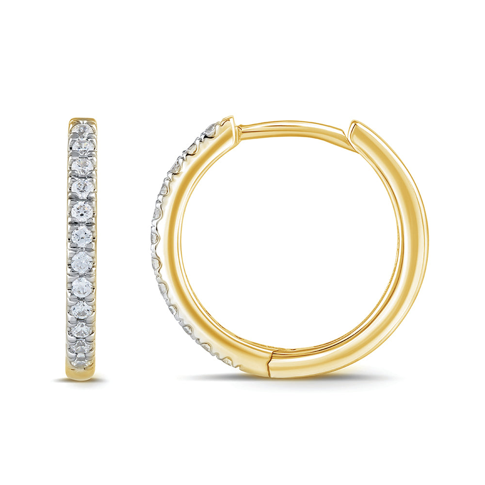 9k Yellow Gold 0.15ct EF VS Lab Grown Diamond Hoop Earrings