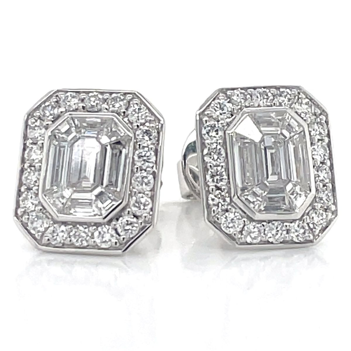 18k White Gold '1.81ct Magic Emerald' Diamond Earrings -
