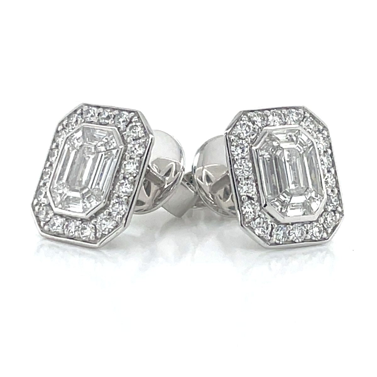 18k White Gold '1.81ct Magic Emerald' Diamond Earrings -