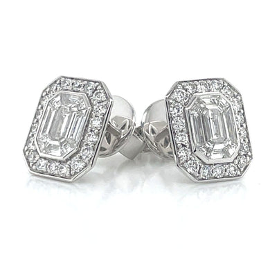 18k White Gold '1.81ct Magic Emerald' Diamond Earrings -
