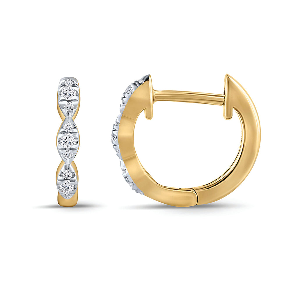 9k Yellow Gold 0.13ct Diamond Hoop Earrings