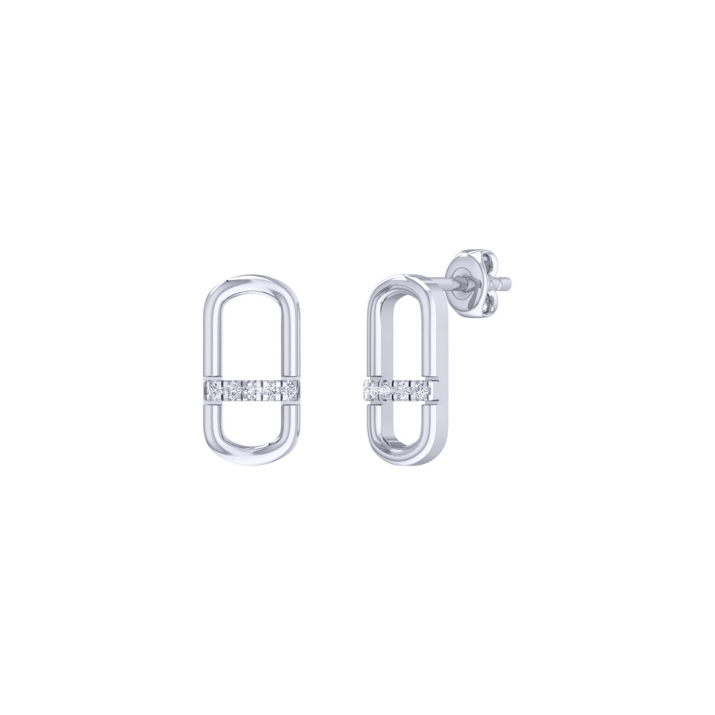 9k White Gold 0.05ct GH SI Diamond Paperclip Stud Earrings