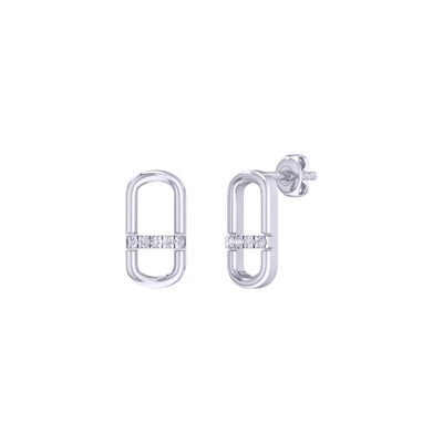 9k White Gold 0.05ct GH SI Diamond Paperclip Stud Earrings