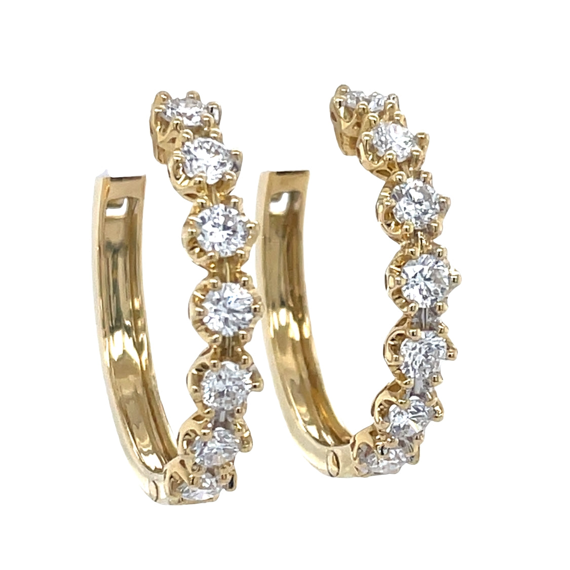 18k Yellow Gold 1ct Diamonds Hoop Earrings