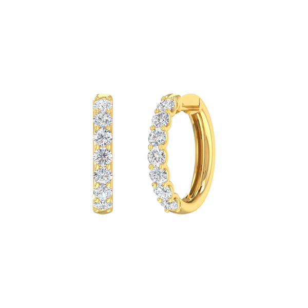 9k Yellow Gold 14=1.02ct EF VS Lab Grown Diamond Hoop Earrings