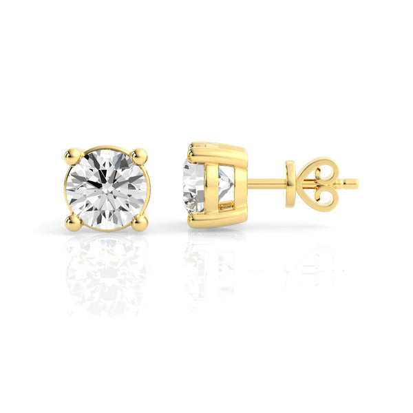9k Yellow Gold 2=2.05ct Lab Grown Diamond Stud Earrings