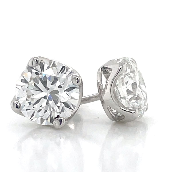 9k White Gold 2=4.13ctI Lab Grown Diamond Stud Earrings