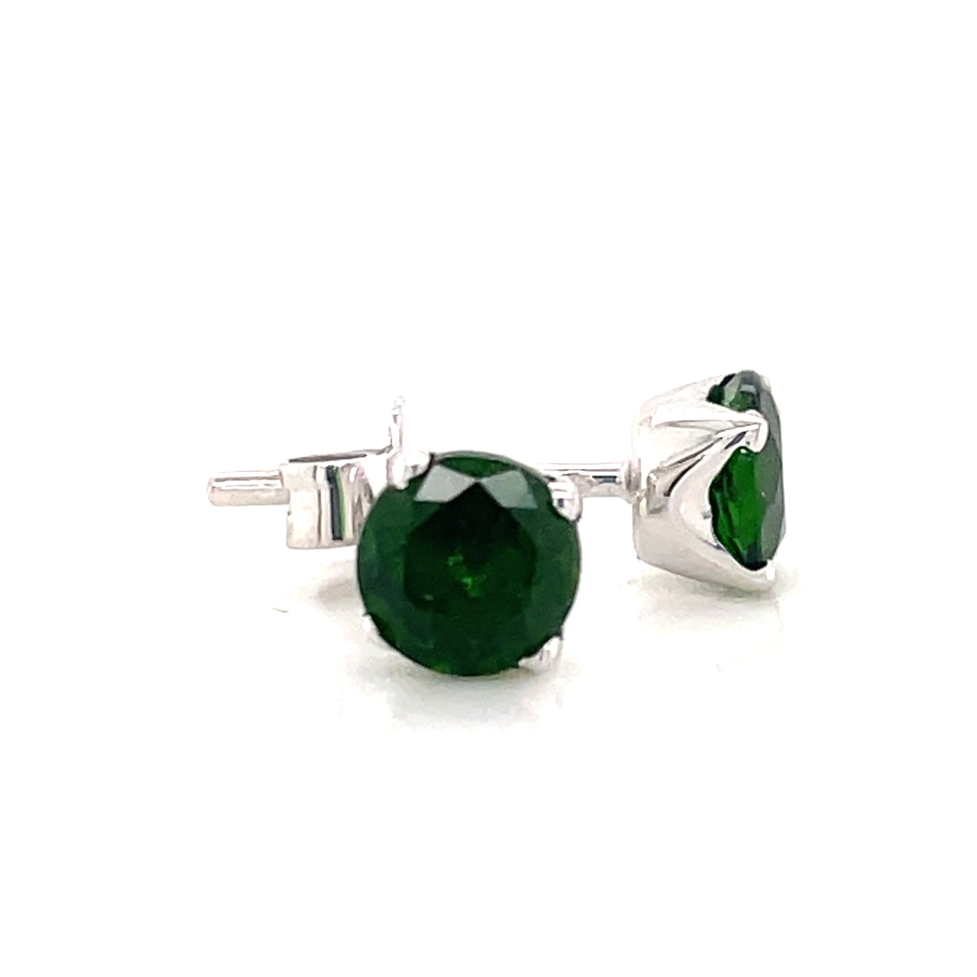 9K White Gold Chrome Diopside Stud Earrings