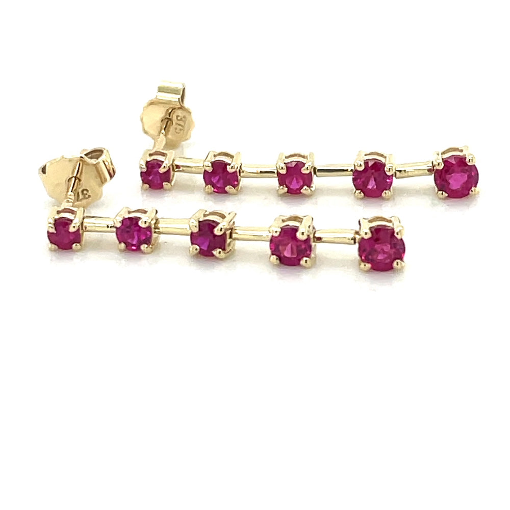 9k Yellow Gold Rubies Drop Earrings john-franich-jewellers-nz