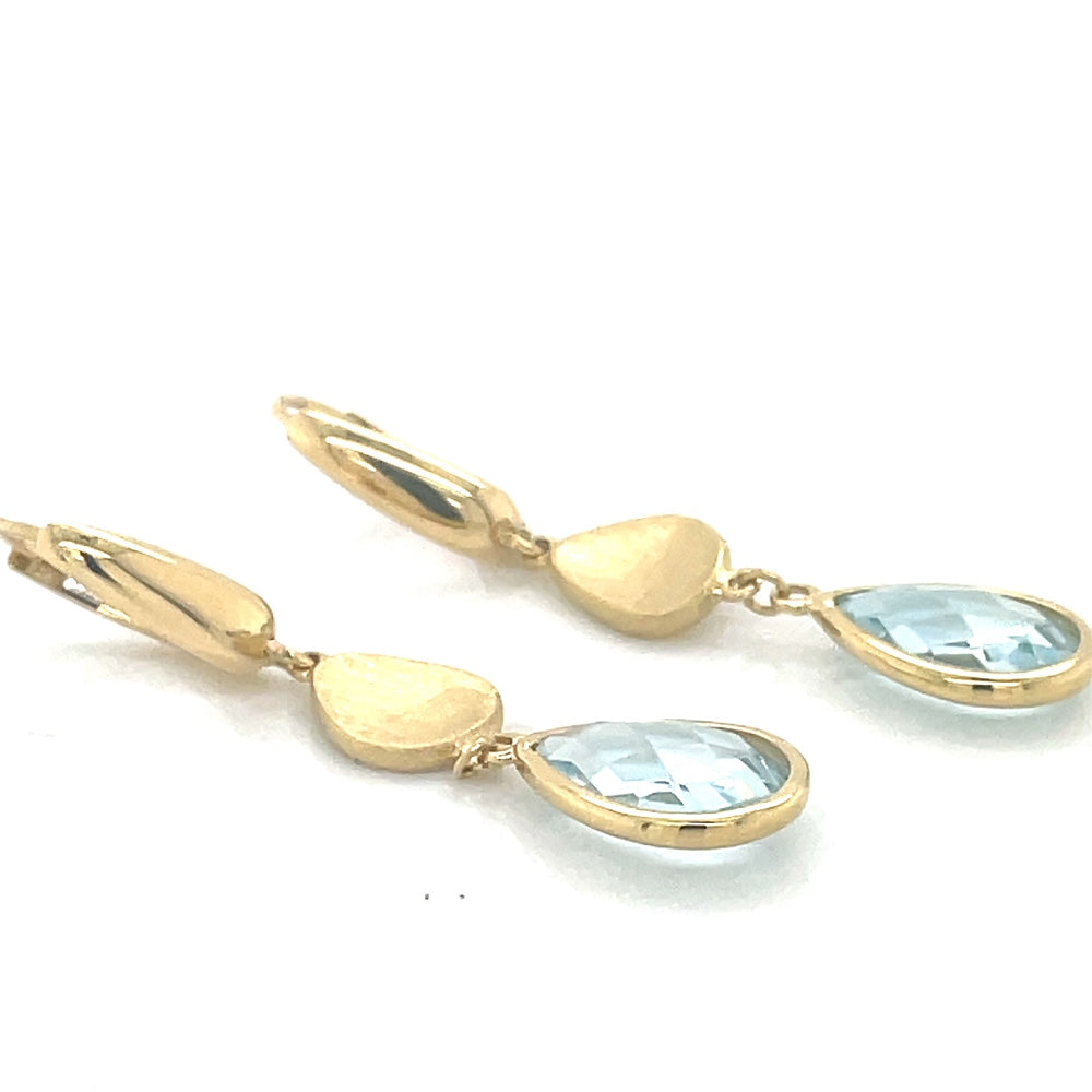 18k Yellow Gold Sky Blue Topaz Drop Earrings john-franich-jewellers-nz
