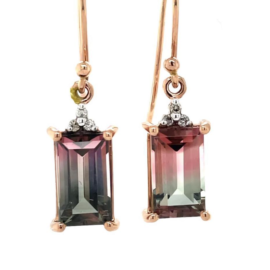 tourmaline and diamond earrings in rose gold