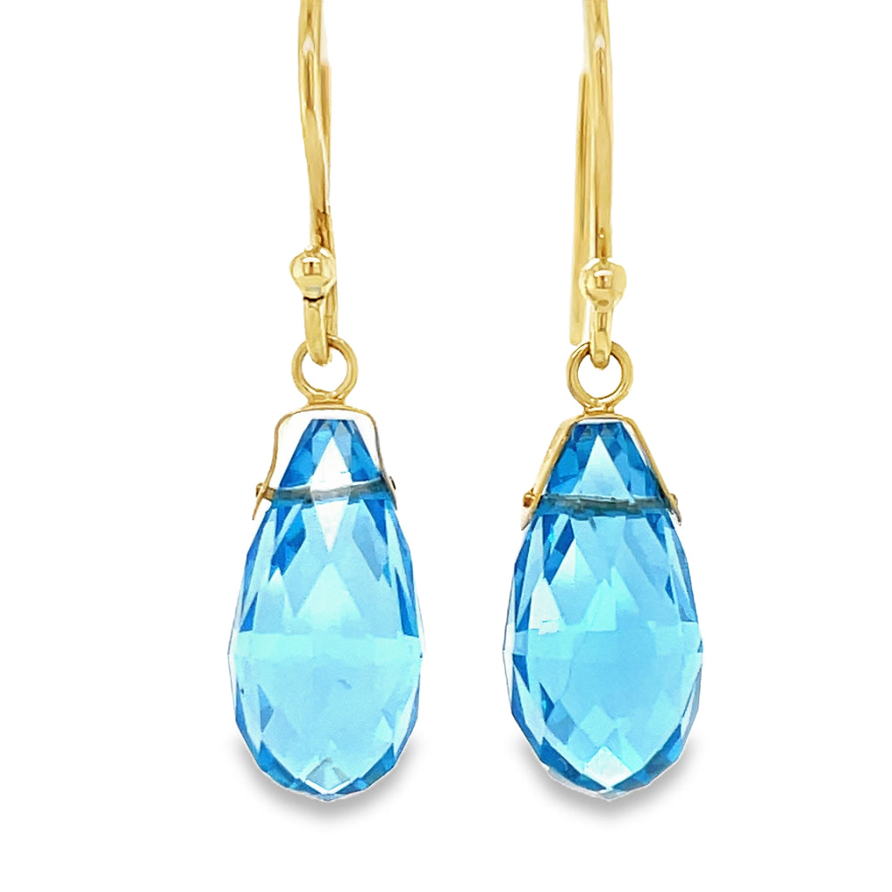 9k Yellow Gold Topaz Briolette Drop Earrings