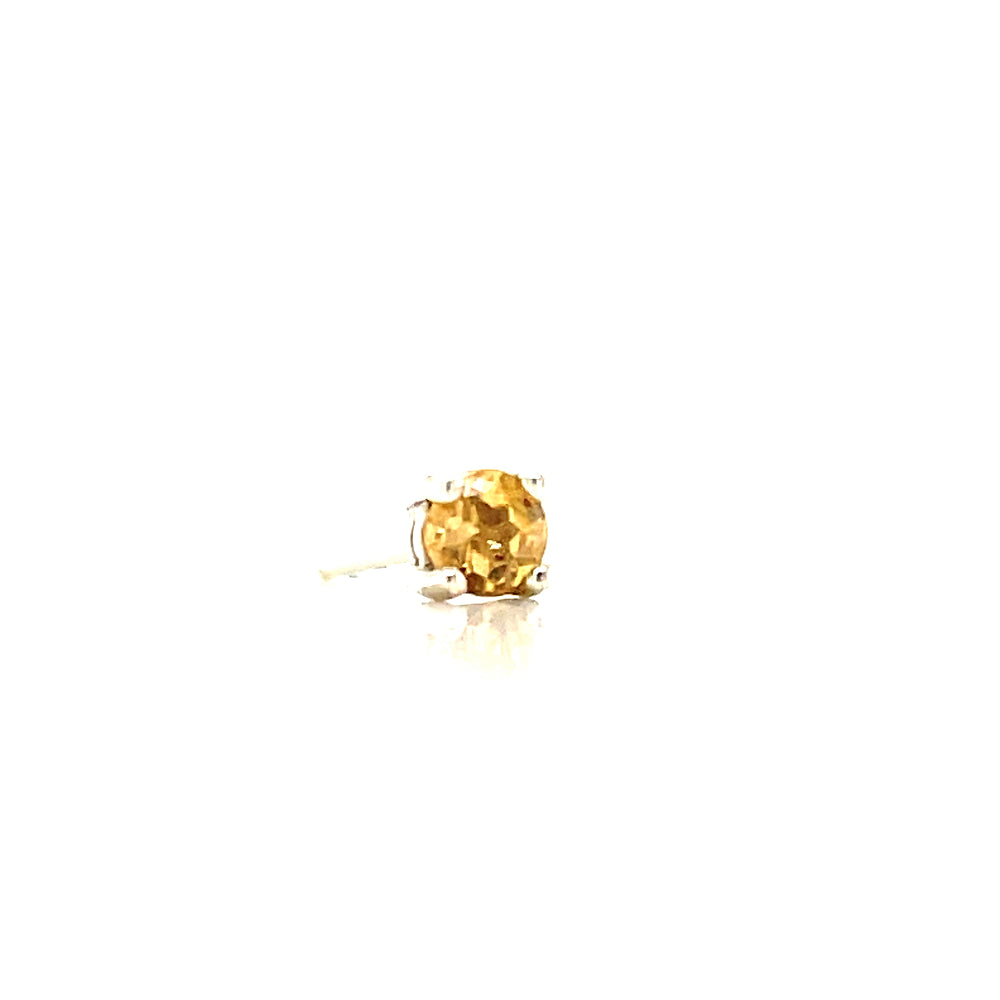 9K White Gold 3mm Golden Topaz Stud Earring Single