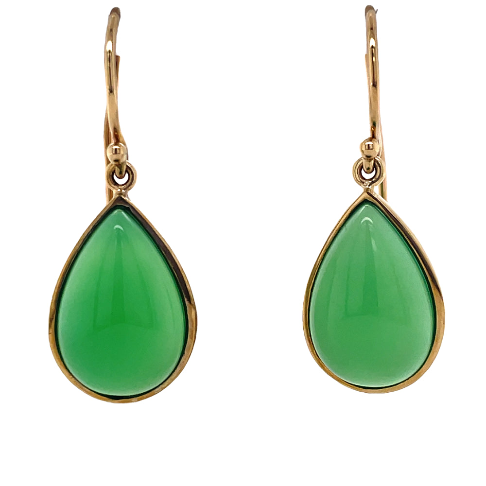 9K Yellow Gold Agate Teardrop Earrings