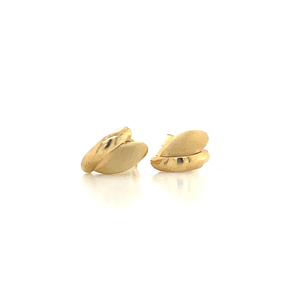 9k Yellow Gold Dual Textured Stud Earrings