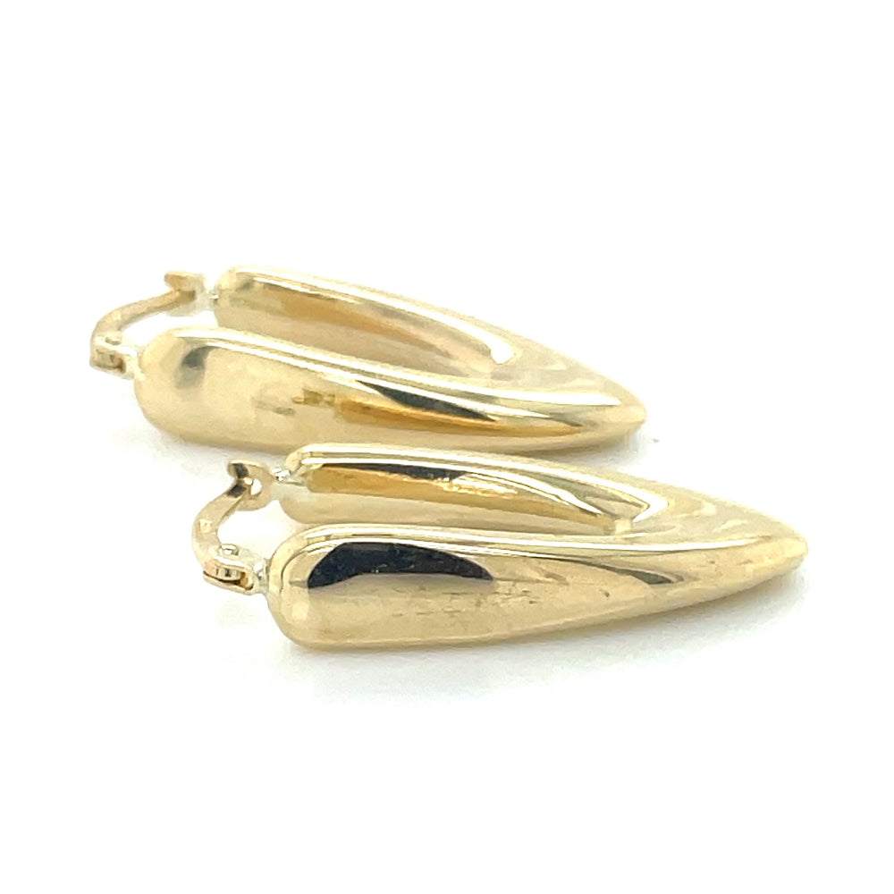 9k Yellow Gold V Shape Hoop Earrings