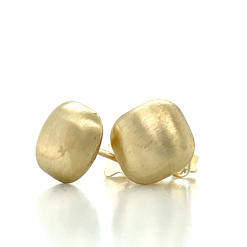 9k Yellow Gold Square Domed Stud Earrings