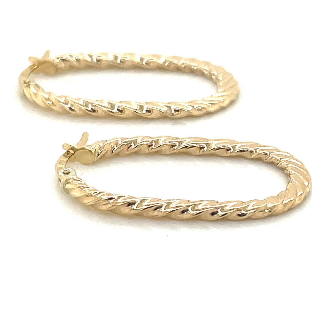 9k Yellow Gold 25mm Oval twist Hoop Earrings john-franich-jewellers-nz