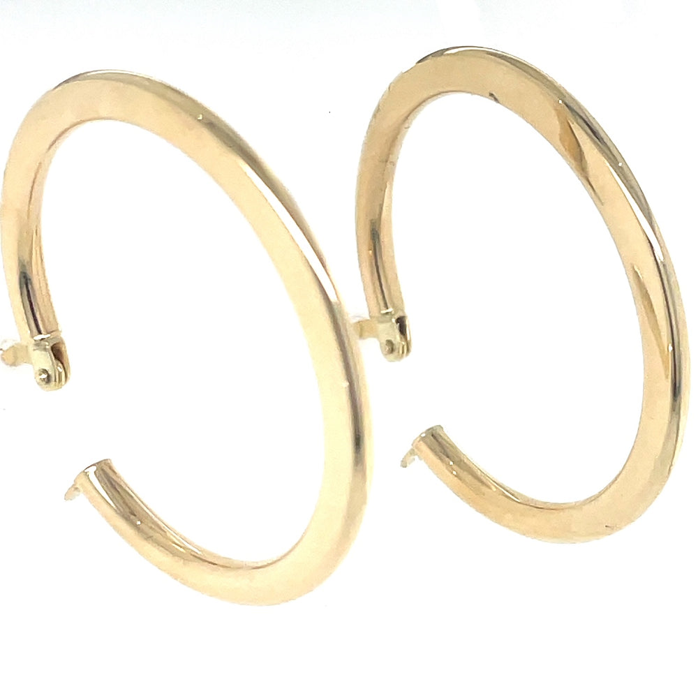 9k Yellow Gold 25mm Flat Tube Hoop Earrings