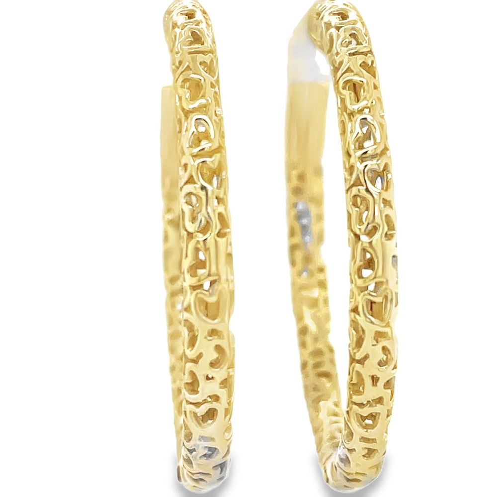 9k Yellow Gold Filigree Hoop Clip Earrings L