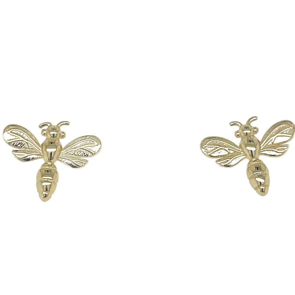 9kYellow Gold Bee Stud on Post Earrings