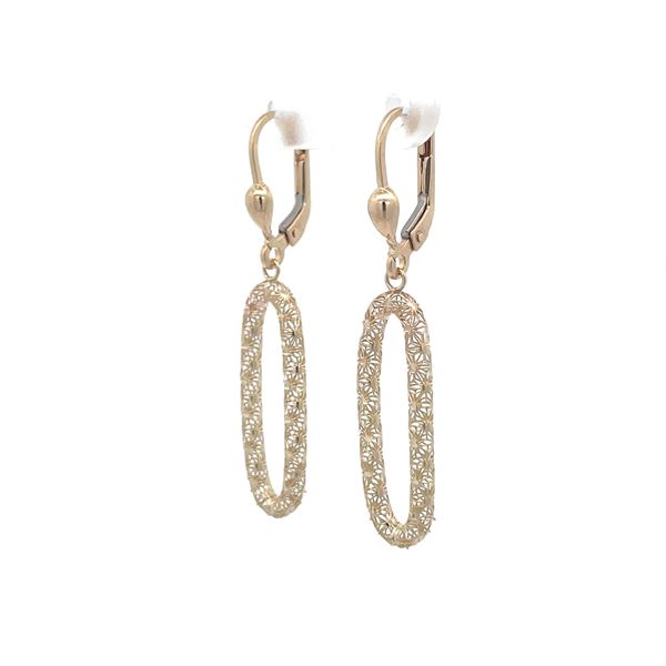 9K Yellow Gold Oblong Filigree Drop Earrings