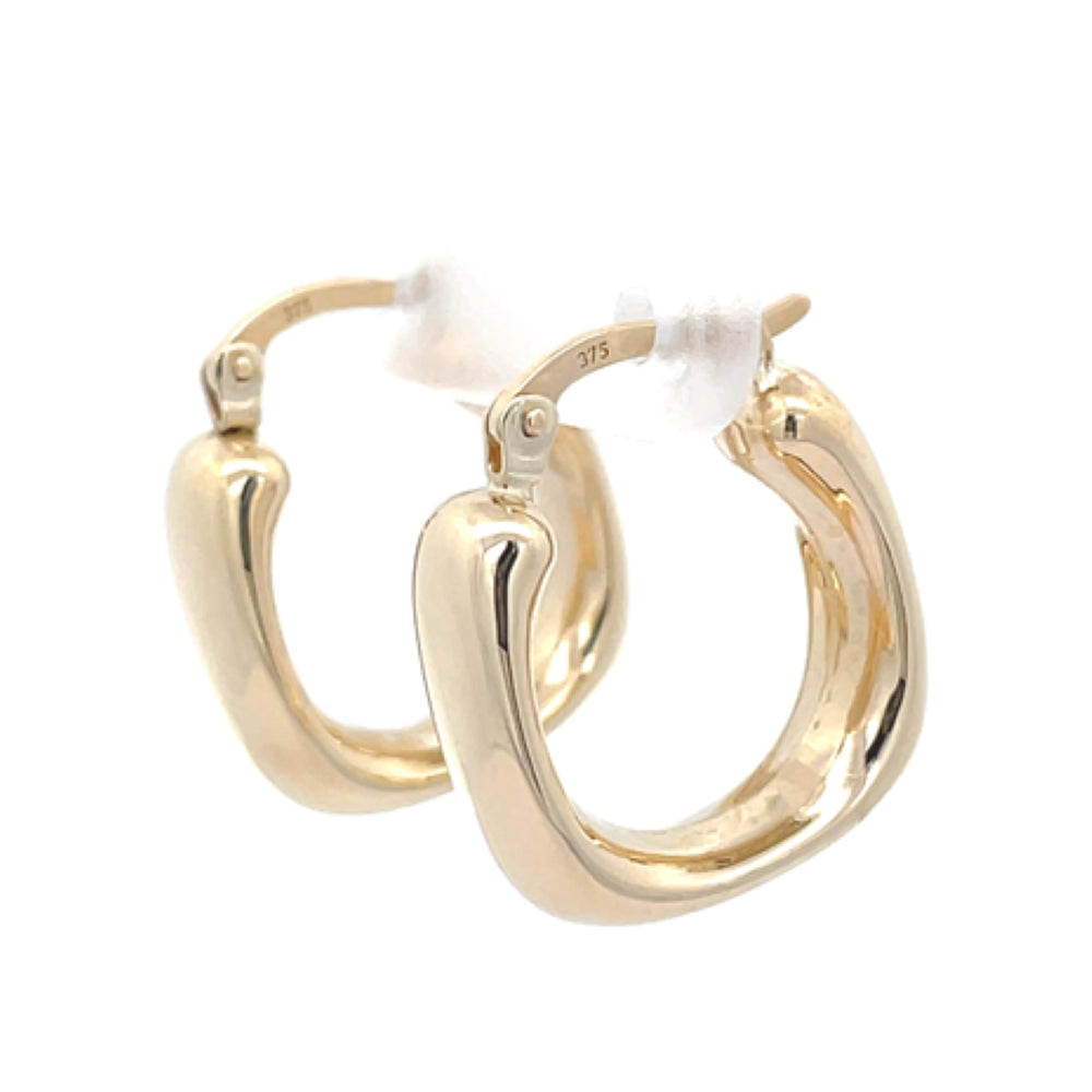 9K Yellow Gold Square Hoop Earrings