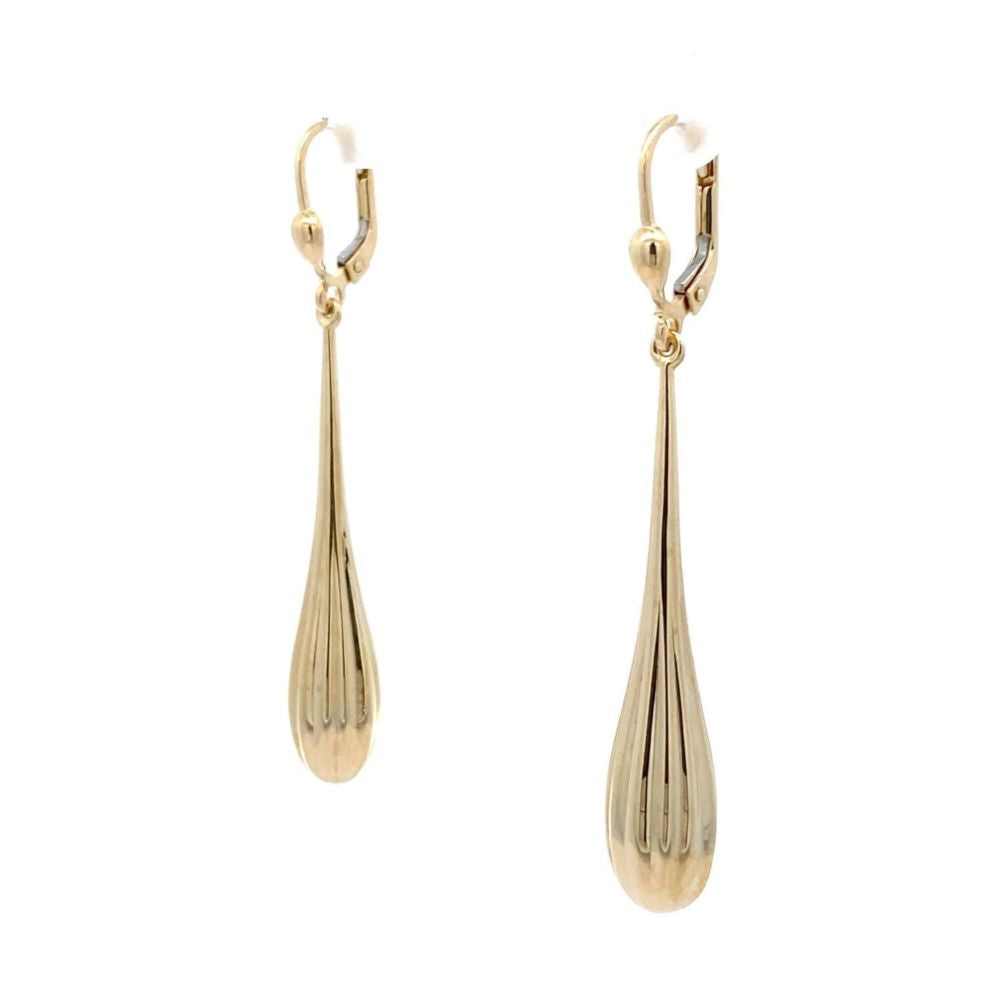 9K Yellow Gold Elongated Drop Earrings