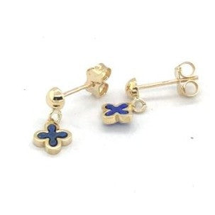 9K Yellow Gold Lapis Lazuli Drop Earrings