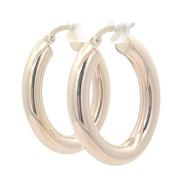 9K Yellow Gold Oval Tubular Hoop Earrings