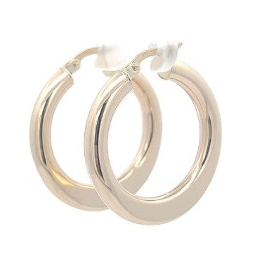 9K Yellow Gold Flat Graduated Hoop Earrings