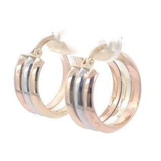 9K Tri/Tne Hoop Earrings