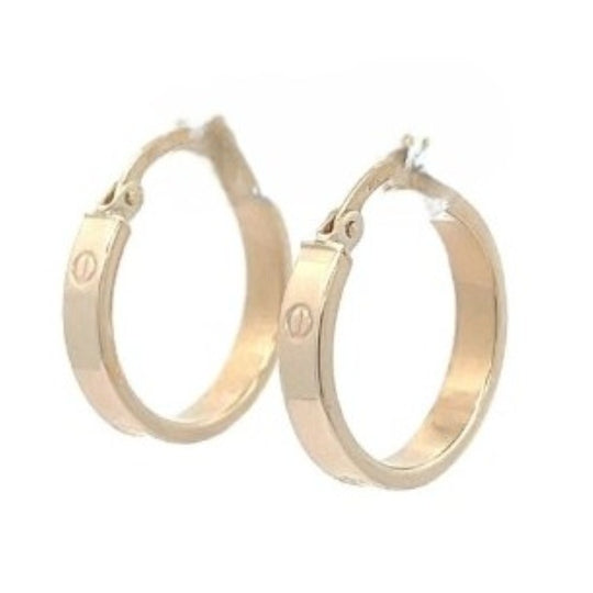 9K Yellow Gold Patterned Hoop Earrings