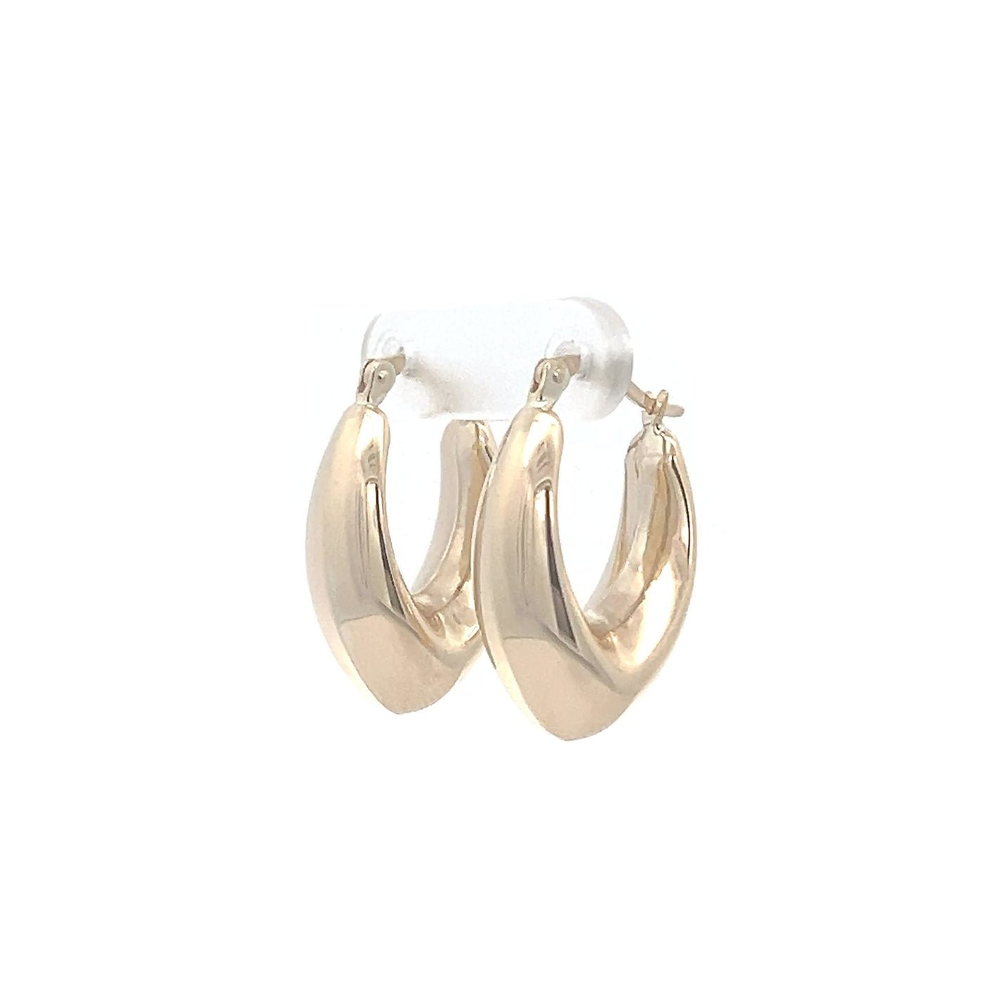 9k Yellow Gold Curved Oval Hoop Earring