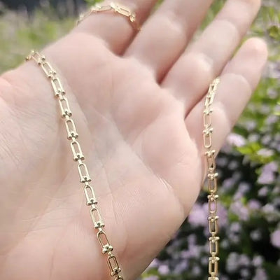 9k Yellow Gold Lock Link Necklace 45cm