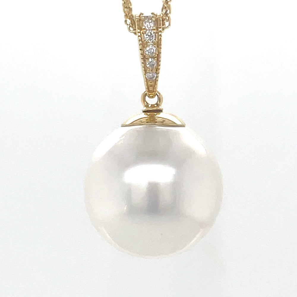 Autore 18k Yellow Gold Pearl & Diamonds Enhancer Pendant