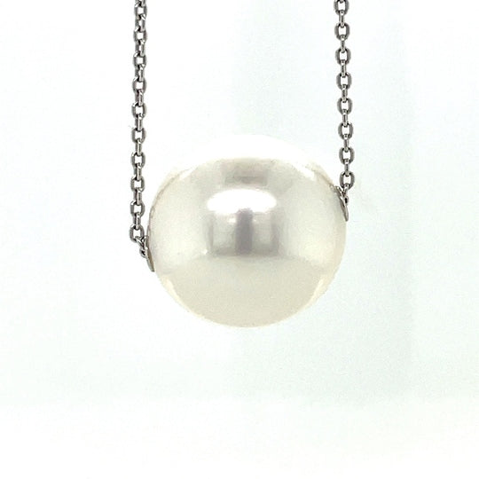 Autore18k White Gold 13mm White South Seas Pearl Slider Necklace