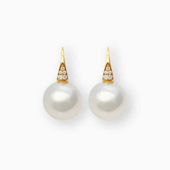 Autore 18k Yellow Gold SS Pearls & Diamonds Earrings