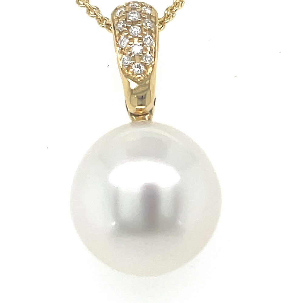 Autore18k Yellow Gold South Sea Pearl & Diamonds Enhancer Pendant john-franich-jewellers-nz