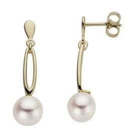 9kYellow Gold Pearl Drop Earrings