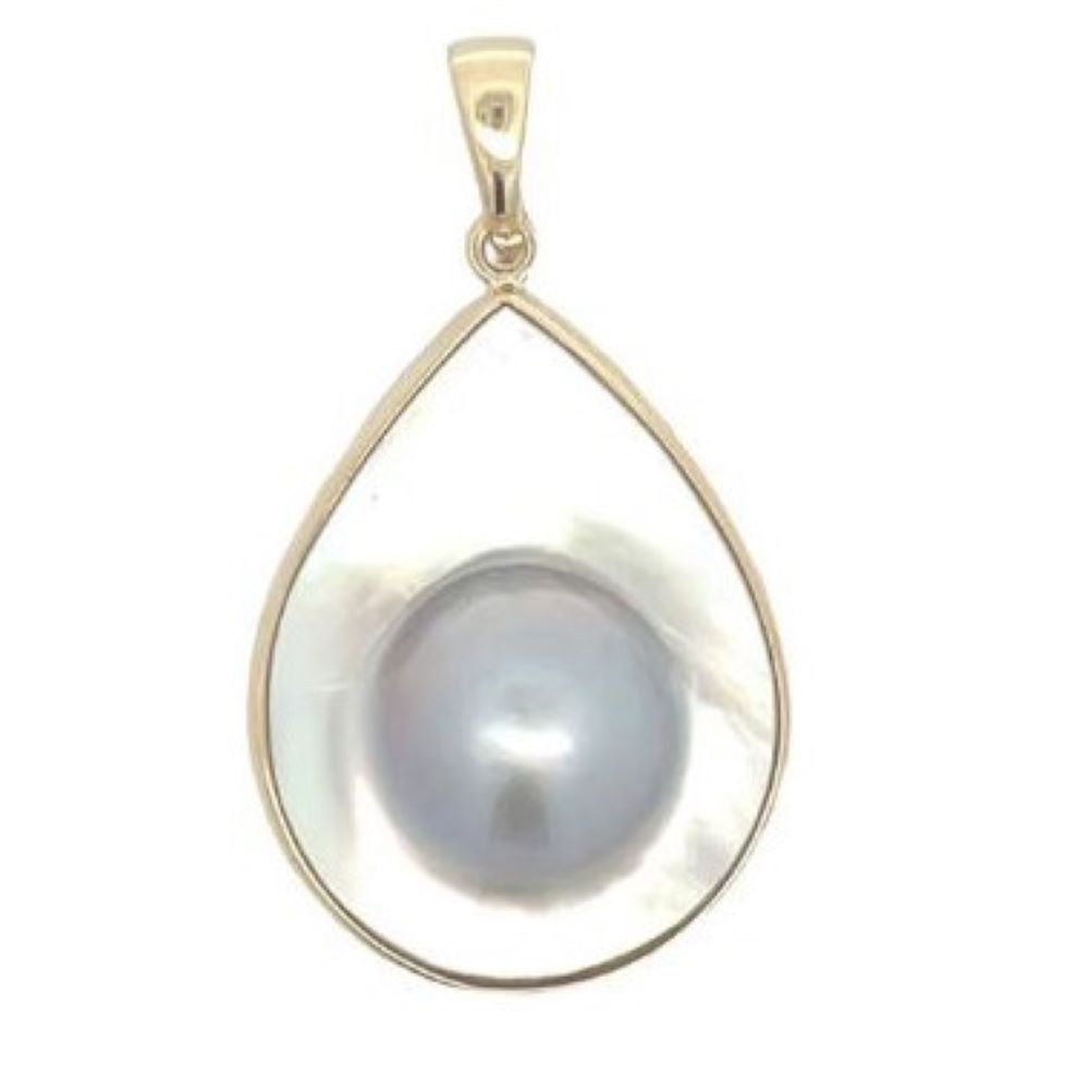 9K Yellow Gold Ophelia Mabe Pearl Enchancer Pendant