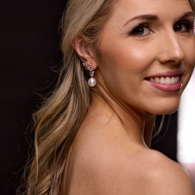Autore 18K Rose Gold South Seas Pearls, Moonstone, Morganite & Diamond Earrings