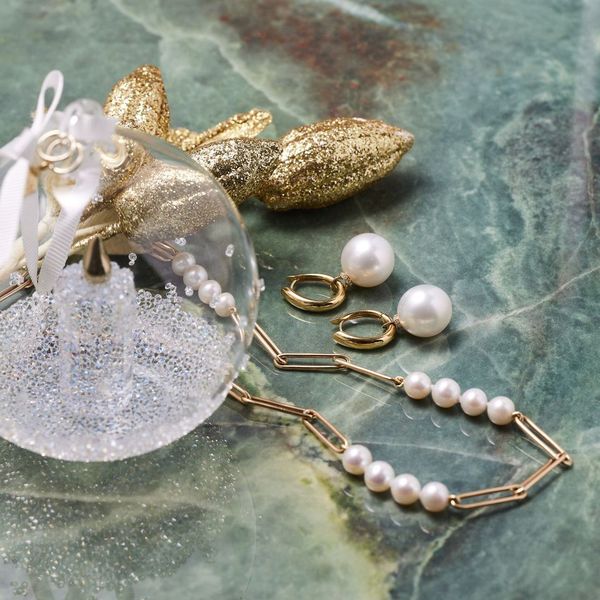 Autore 18K Yellow Gold South Sea Pearl & Diamond Huggie Earrings