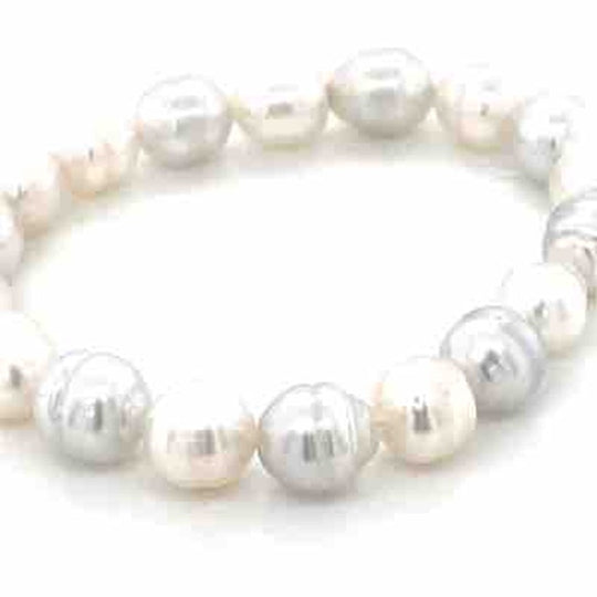Autore Silver Circle South Sea Pearls Stretch Bracelet